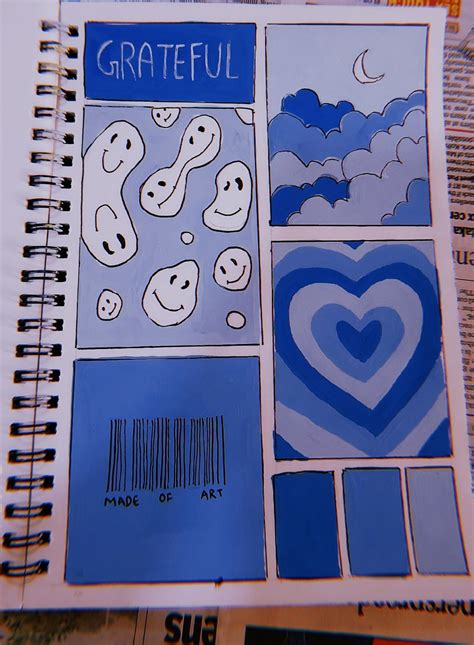Blue Moodboard Collage In 2022 Easy Doodle Art Doodle Art Designs