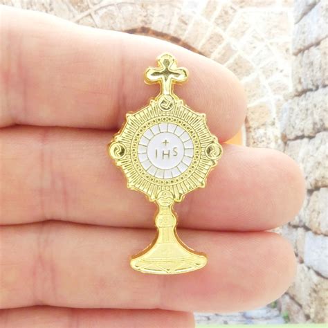 Ihs Catholic First Communion Lapel Pin Gold Gold Pewter Charms