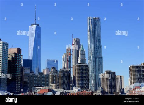 Skyline Financial District With One World Trade Center Manhattan New