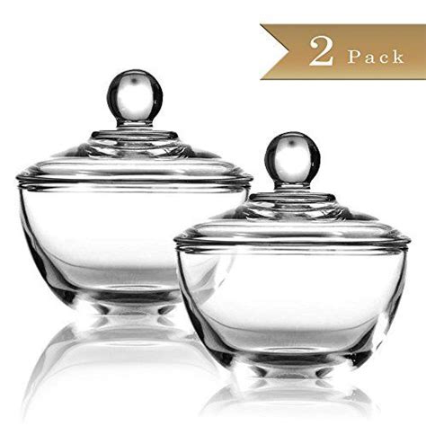 Truecraftware Set Of 2 Clear Glass Sugar Bowls With Lid