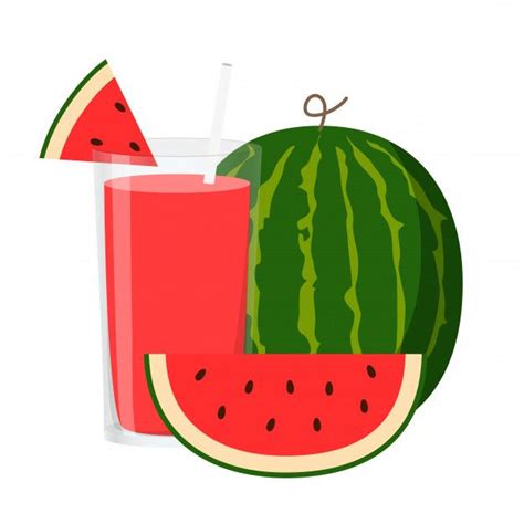 Illustration Flat Watermelon Juice Watermelon Watermelon Juice