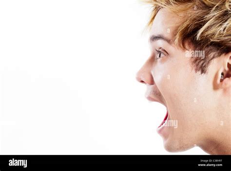 Side Profile Young Man Screaming High Resolution Stock Photography And