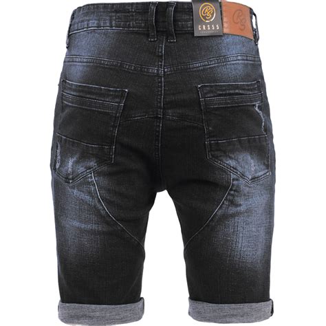 New Mens Crosshatch Denim Jean Shorts Knee Length 34 Cargo Combat Pants Cotton Ebay