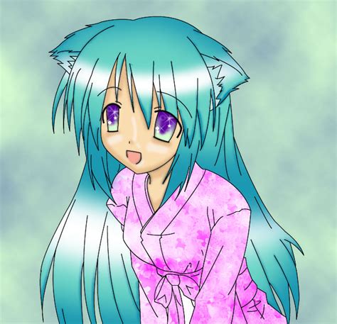 Blue Hair Anime Girl Colored Lineart By Helenaimee On Deviantart