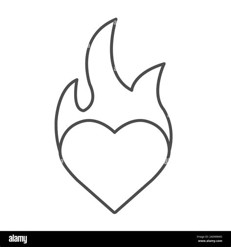 Burning Heart Linear Icon Passion Thin Line Illustration Heart On