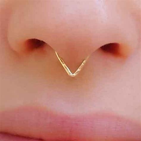 Septum Ring Nose Ring Septum Triangle Piercing Gold Or Etsy