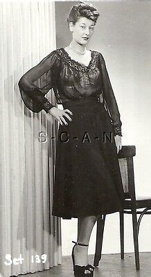 ORIGINAL VINTAGE 1940S 50S Semi Nude RP Older Woman Sheer Dress Legs