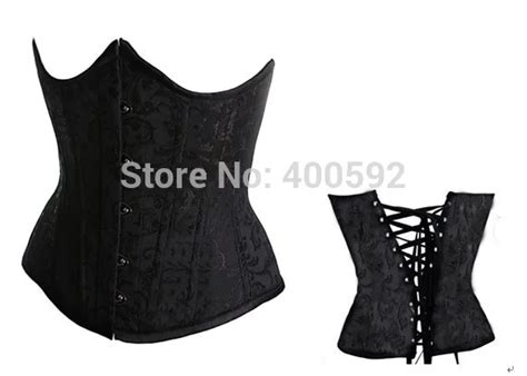 Black Underbust Waist Corset Sexy Gothic Lingerie Bustiers Black Satin Embroidered Corset