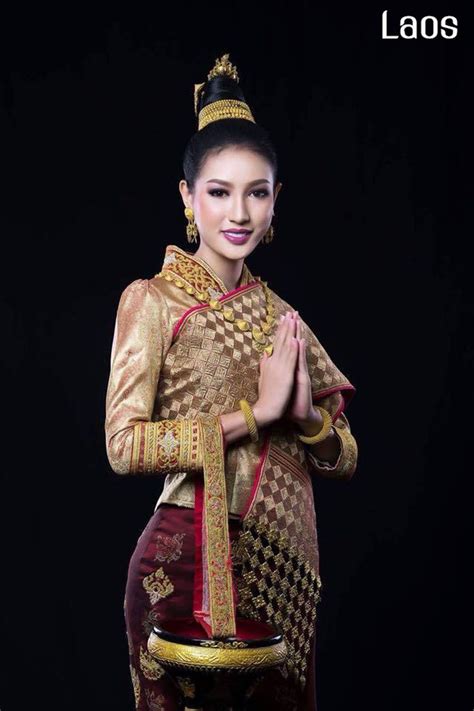 Miss World Lao 2017 And Her National Costume Lao Traditional Dress In