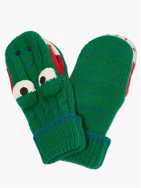 John Lewis And Partners Childrens Crocodile Mittens Green At John Lewis