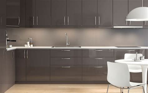 Kitchen uncategorized staggering walllours that go with grey. Modern high-gloss grey IKEA kitchen with light worktops ...