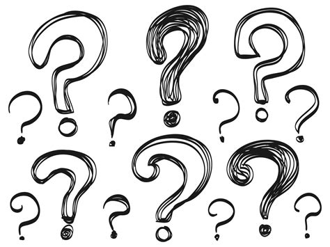 set of hand drawn question marks doodle questions marks isolated on black and white vector
