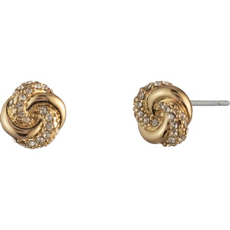 Lauren Ralph Lauren Goldtone Pave Knot Stud Earrings Fashion Earrings