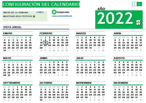 Calendário 2022 Excel Gratis