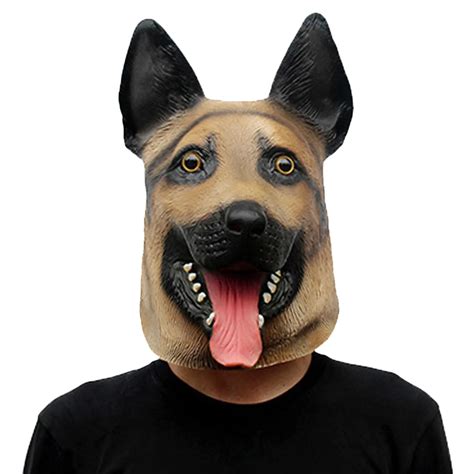 Behogar Halloween Horrible Scary Dog Head Latex Mask Full Face Adult