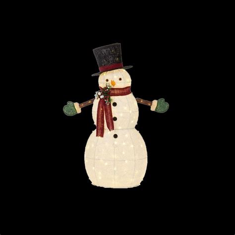Home Accents Holiday 495 In Led Lighted Cotton Snowman With Tophat