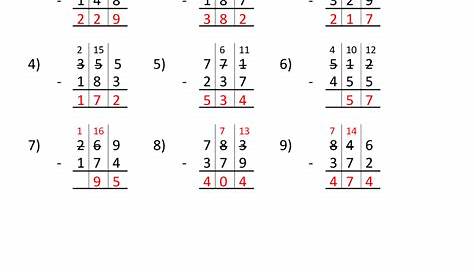 3 digit subtraction worksheets printable