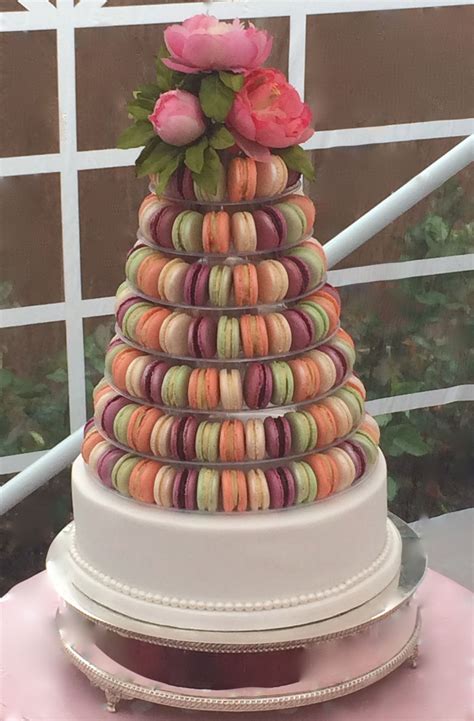 Wedding Macaron Tower With Base Cake May 16 Macaron Tower Wedding