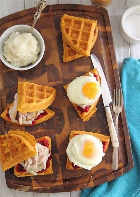 Thanksgiving Leftover Waffle Breakfast Sandwiches