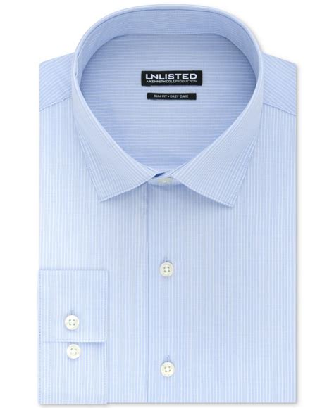 Kenneth Cole Unlisted Mens Slim Fit Stripe Dress Shirt In Blue For Men