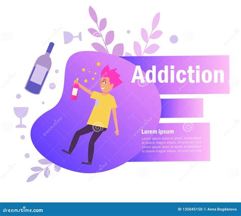 Alcohol Dependence Vector Cartoon Isolated Art On White Background