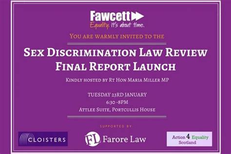 The Fawcett Society S Sex Discrimination Law Review Final Report Launch Farore Law