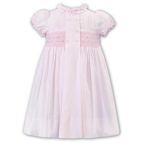 Sarah Louise Girls Pink Smocked Bodice Short Sleeve Dress