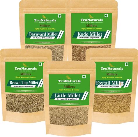 Buy Trunaturals Unpolished 5 Millets Combo Pack Offer 25kg 500g X 5