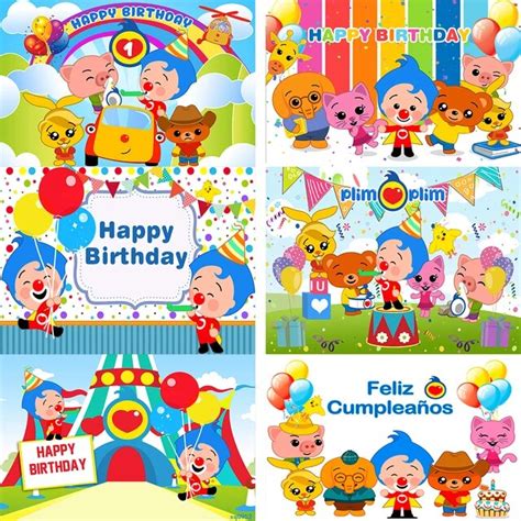 Cute Cartoon Plim Plim Round Backdrop For Kids 1st Birthday Ph