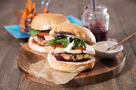 Turkey Brie Cranberry Burger With Sweet Potato Wedges You Plate It