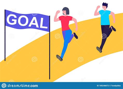 Path To Goal Goal Achievement Motivation For Success People Run Up