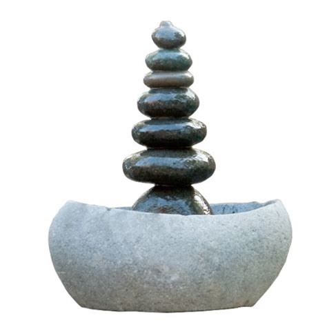 Natural River Stone Septuple Rock Cairn Water Fountain 7 Stacked Zen