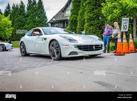 Highlands, NC - June 10, 2022: Low perspective front corner view of a