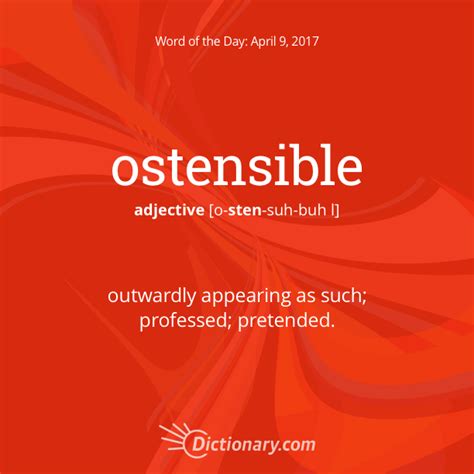 Todays Word Of The Day Is Ostensible Learn Its Definition