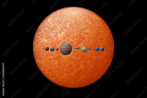 Eight Planets And The Sun 3d Illustration Solar System Objects Size