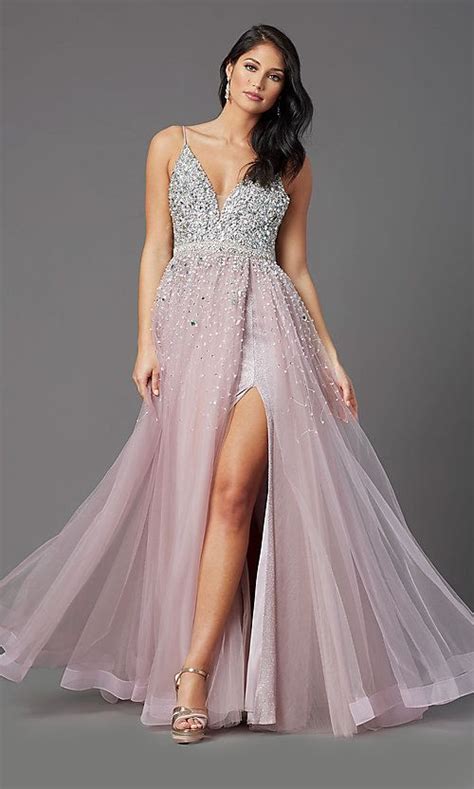 Beaded Bodice Long Mauve Prom Dress By Promgirl Mauve Prom Dress