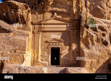 Temple In Little Petra Siq Al Barid Jordan Stock Photo Alamy