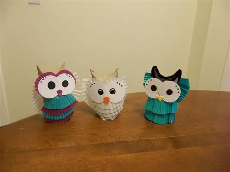 Owls Made Out Of Toilet Paper Roll And Cupcake Papers Thanks Ninni For