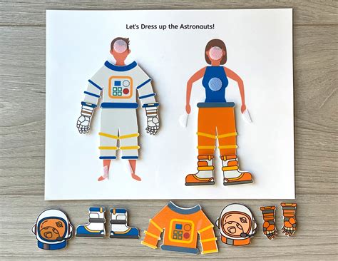 Dress Up The Astronauts Worksheet Busy Book Pages Preschool Etsy