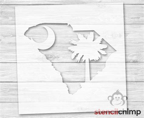South Carolina State Stencil Crescent Moon And Palmetto Tree Etsy