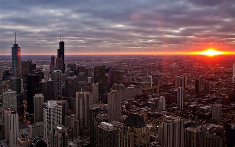 Chicago Panorama Miasta Świt