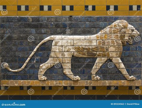 Glazed Brick Lion From The Procession Street Babylon Editorial