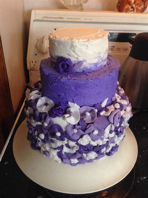 Purple And White Fondant Flower Birthday Cake Cake Fondant Cakes