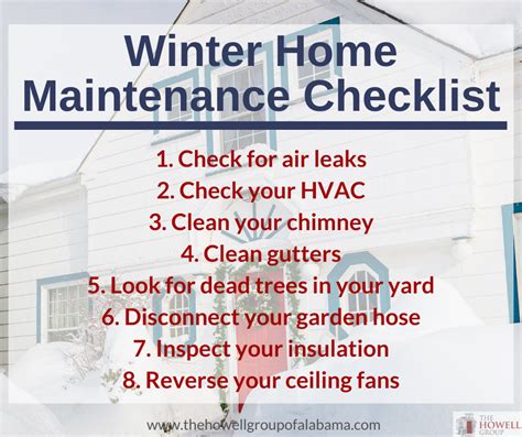 A House With The Words Winter Home Maintenance Checklist Written In Red