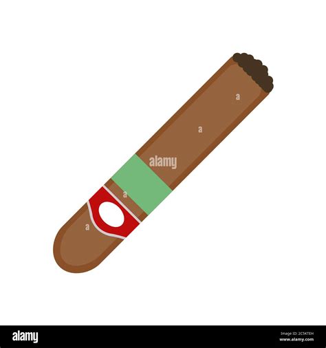 Cuban Cigar On White Background Vector Illustration In Trendy Flat