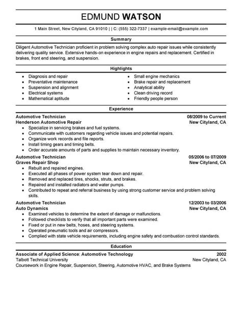 May provided assistance to other auto mechanics. Best Automotive Technician Resume Example | LiveCareer