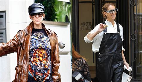 Celine Dions Edgy Makeover — Wears Snakeskin Coat Leather Overalls
