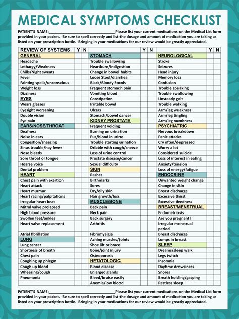 Medical Checklist 10 Free Pdf Printables Printablee Medical