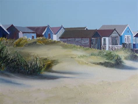 Beach Huts And Dunes Oil Painting By Linda Monk Artfinder
