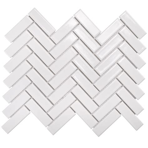 Decor8 Tiles 247 X 318 X 6mm White Gloss Herringbone Ceramic Mosaic
